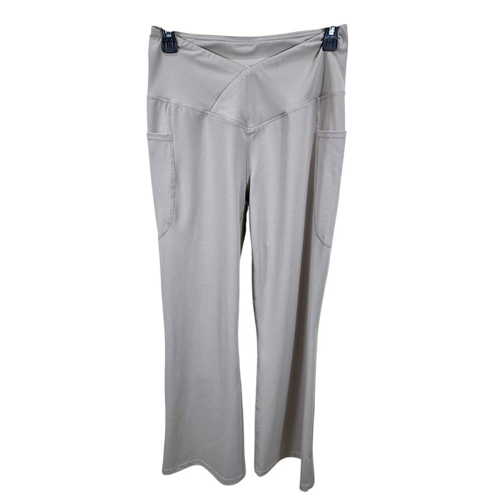 Baleaf Womens Yoga Pants V Crossover Beige Flare Leggings Size M